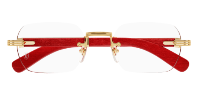 Première de Cartier Rectangular Wood/Horn Eyeglasses