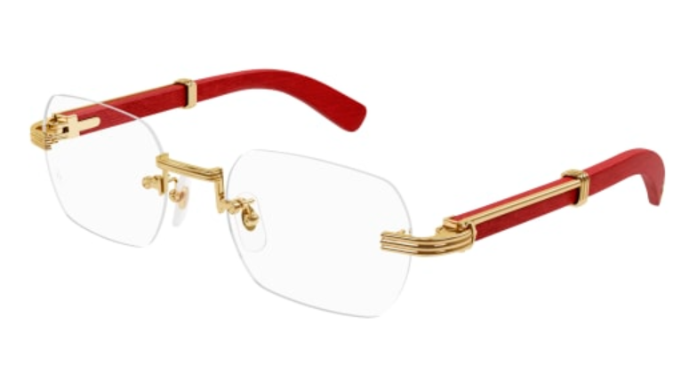Première de Cartier Rectangular Wood/Horn Eyeglasses
