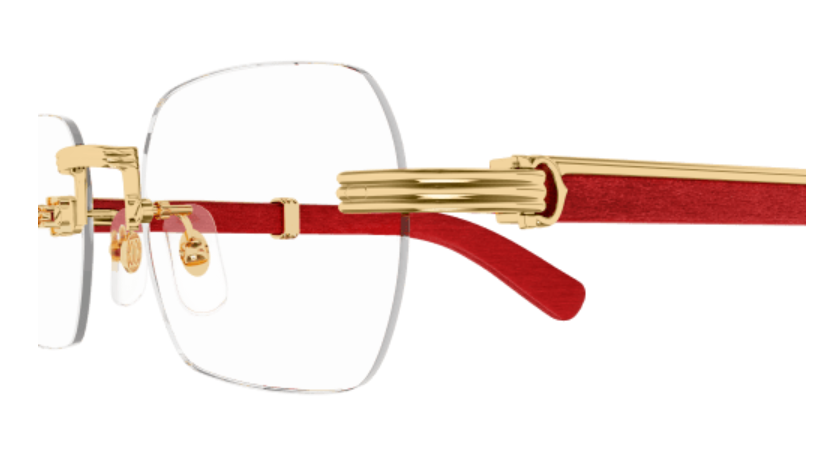 Première de Cartier Rectangular Wood/Horn Eyeglasses