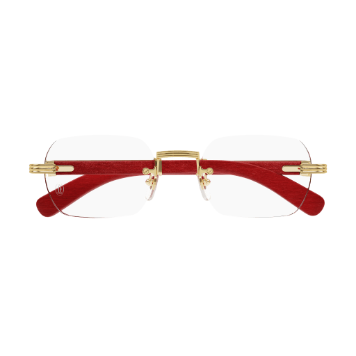 Première de Cartier Rectangular Wood/Horn Eyeglasses