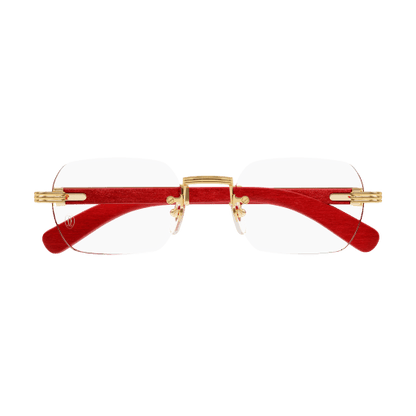 Première de Cartier Rectangular Wood/Horn Eyeglasses