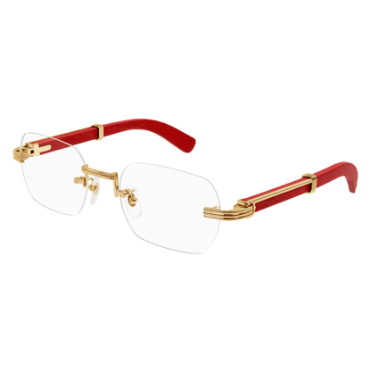 Première de Cartier Rectangular Wood/Horn Eyeglasses