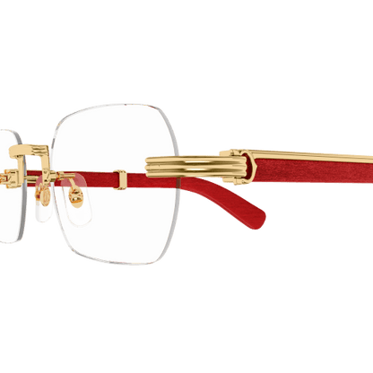 Première de Cartier Rectangular Wood/Horn Eyeglasses