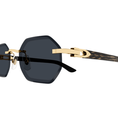 C Allongé de Cartier Motif Hexagonal Wood/Horn Sunglasses