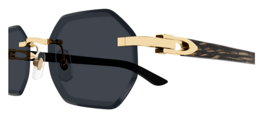 C Allongé de Cartier Motif Hexagonal Wood/Horn Sunglasses