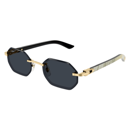 C Allongé de Cartier Motif Hexagonal Wood/Horn Sunglasses