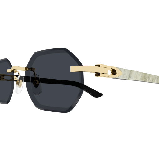 C Allongé de Cartier Motif Hexagonal Wood/Horn Sunglasses