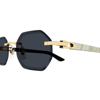 C Allongé de Cartier Motif Hexagonal Wood/Horn Sunglasses