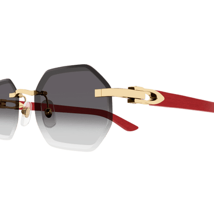 C Allongé de Cartier Motif Hexagonal Wood/Horn Sunglasses
