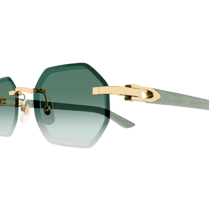 C Allongé de Cartier Motif Hexagonal Wood/Horn Sunglasses