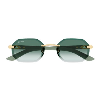 C Allongé de Cartier Motif Hexagonal Wood/Horn Sunglasses