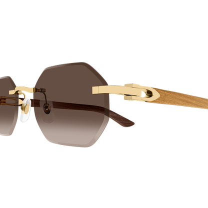 C Allongé de Cartier Motif Hexagonal Wood/Horn Sunglasses