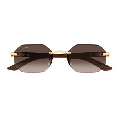 C Allongé de Cartier Motif Hexagonal Wood/Horn Sunglasses