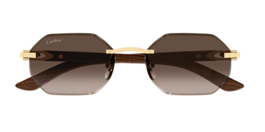 C Allongé de Cartier Motif Hexagonal Wood/Horn Sunglasses