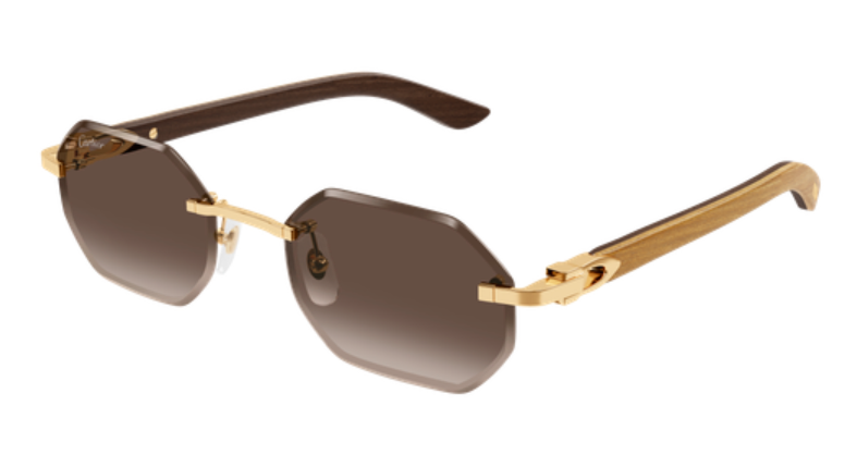 C Allongé de Cartier Motif Hexagonal Wood/Horn Sunglasses
