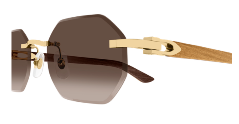 C Allongé de Cartier Motif Hexagonal Wood/Horn Sunglasses