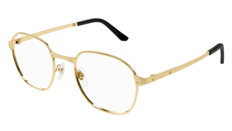 Santos de Cartier Square Metal Eyeglasses