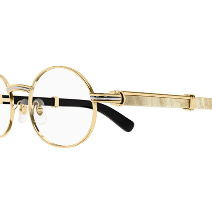 Première de Cartier Oval Wood/Horn Eyeglasses