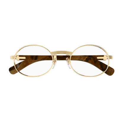 Première de Cartier Oval Wood/Horn Eyeglasses
