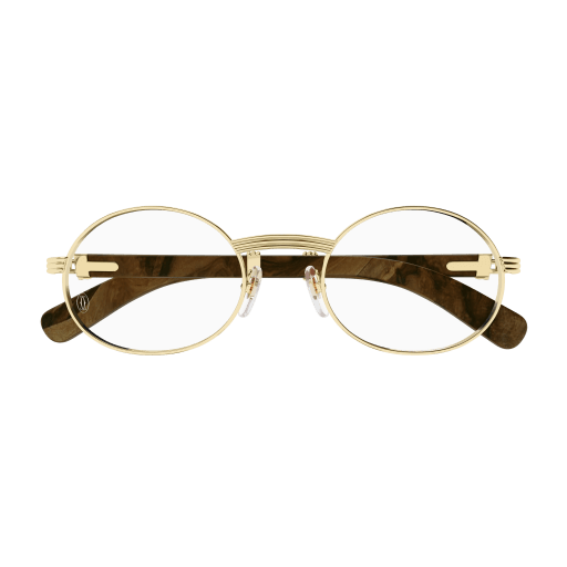 Première de Cartier Oval Wood/Horn Eyeglasses