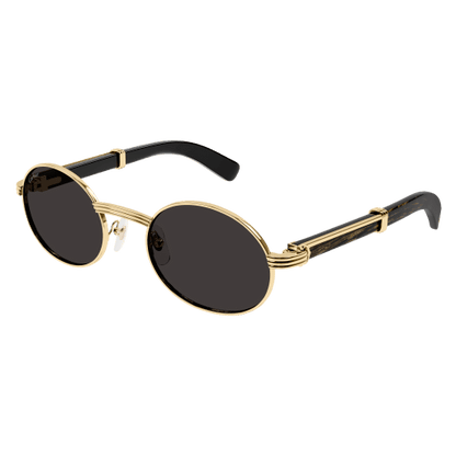 Première de Cartier Oval Wood/Horn Sunglasses