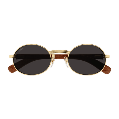 Première de Cartier Oval Wood/Horn Sunglasses