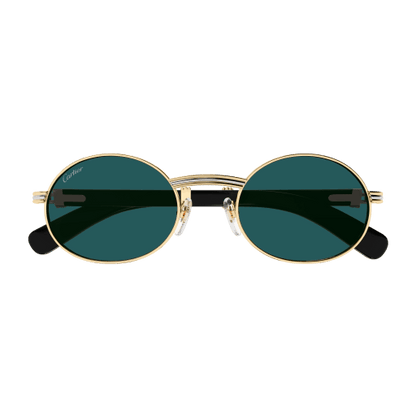 Première de Cartier Oval Wood/Horn Sunglasses