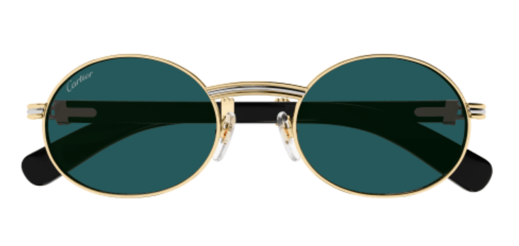 Première de Cartier Oval Wood/Horn Sunglasses