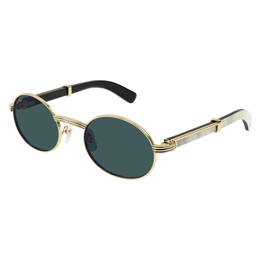 Première de Cartier Oval Wood/Horn Sunglasses