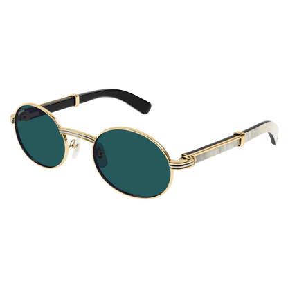 Première de Cartier Oval Wood/Horn Sunglasses