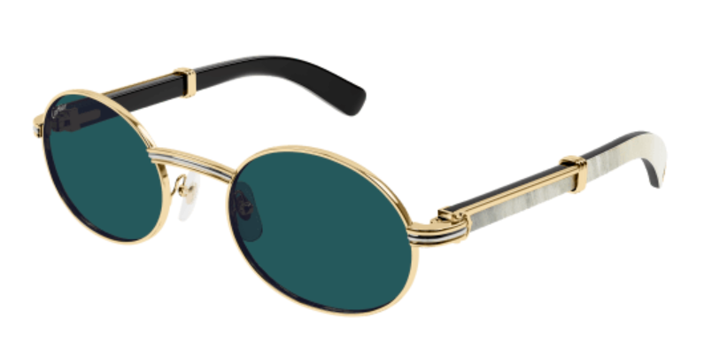 Première de Cartier Oval Wood/Horn Sunglasses