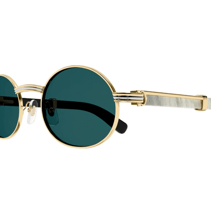 Première de Cartier Oval Wood/Horn Sunglasses