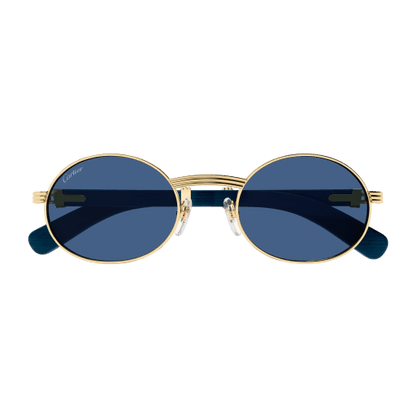Première de Cartier Oval Wood/Horn Sunglasses