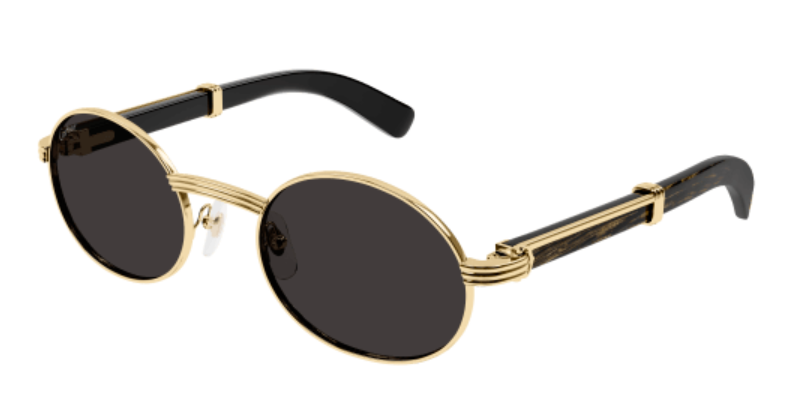 Première de Cartier Oval Wood/Horn Sunglasses