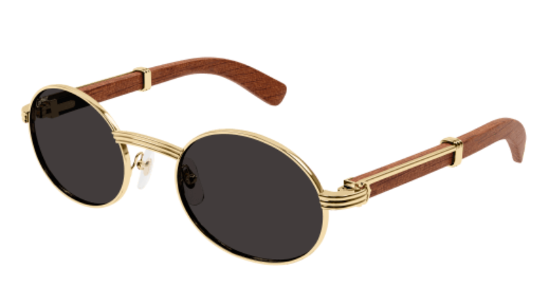 Première de Cartier Oval Wood/Horn Sunglasses