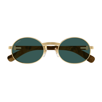 Première de Cartier Oval Wood/Horn Sunglasses