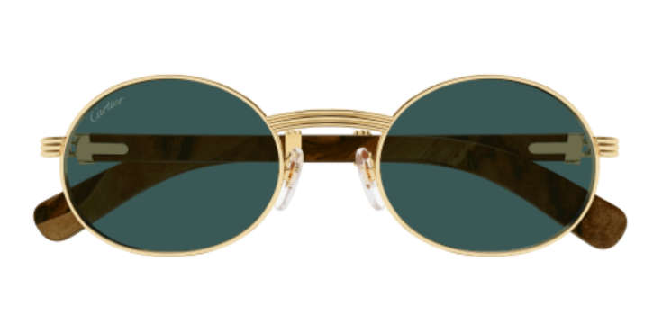 Première de Cartier Oval Wood/Horn Sunglasses