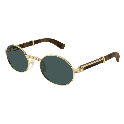 Première de Cartier Oval Wood/Horn Sunglasses