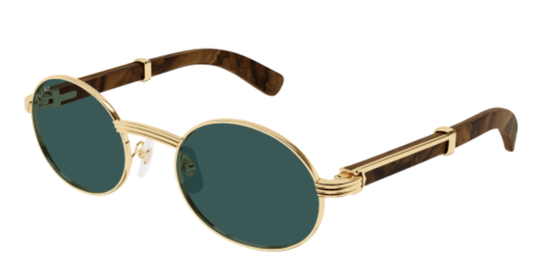 Première de Cartier Oval Wood/Horn Sunglasses