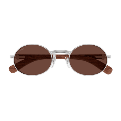 Première de Cartier Oval Wood/Horn Sunglasses