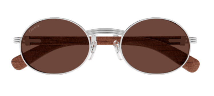 Première de Cartier Oval Wood/Horn Sunglasses