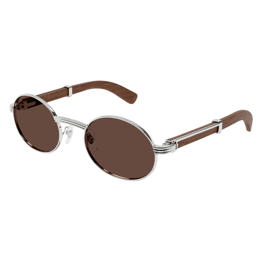 Première de Cartier Oval Wood/Horn Sunglasses