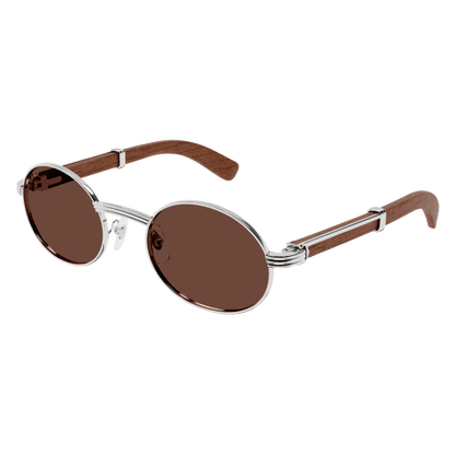 Première de Cartier Oval Wood/Horn Sunglasses