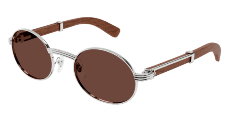 Première de Cartier Oval Wood/Horn Sunglasses
