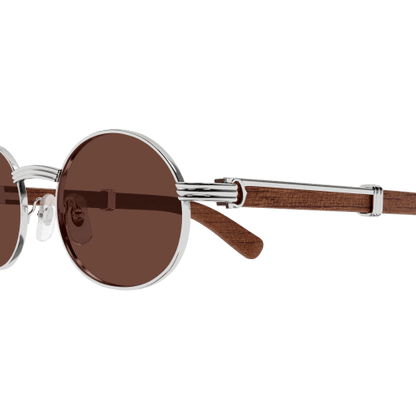 Première de Cartier Oval Wood/Horn Sunglasses