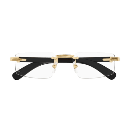 Première de Cartier Rectangular Wood/Horn Eyeglasses