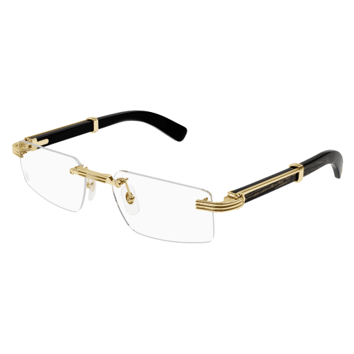 Première de Cartier Rectangular Wood/Horn Eyeglasses