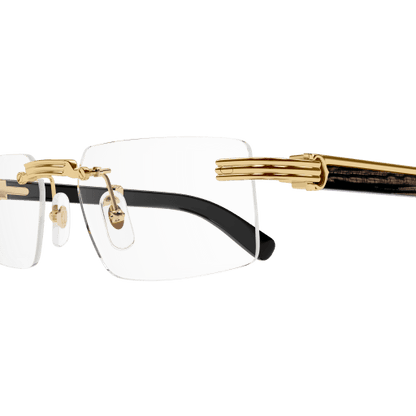Première de Cartier Rectangular Wood/Horn Eyeglasses