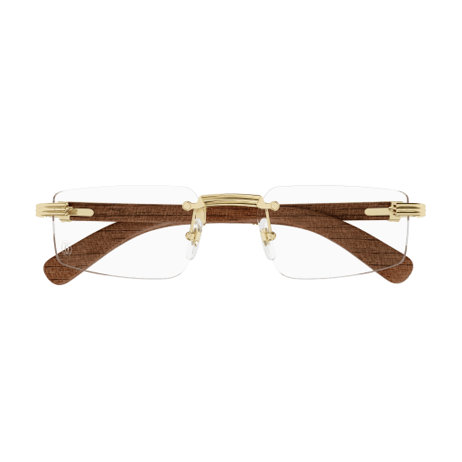 Première de Cartier Rectangular Wood/Horn Eyeglasses