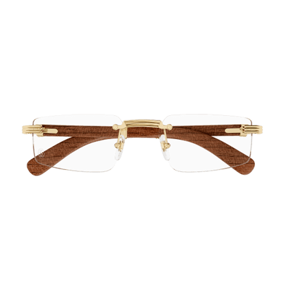 Première de Cartier Rectangular Wood/Horn Eyeglasses